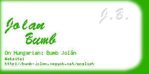 jolan bumb business card